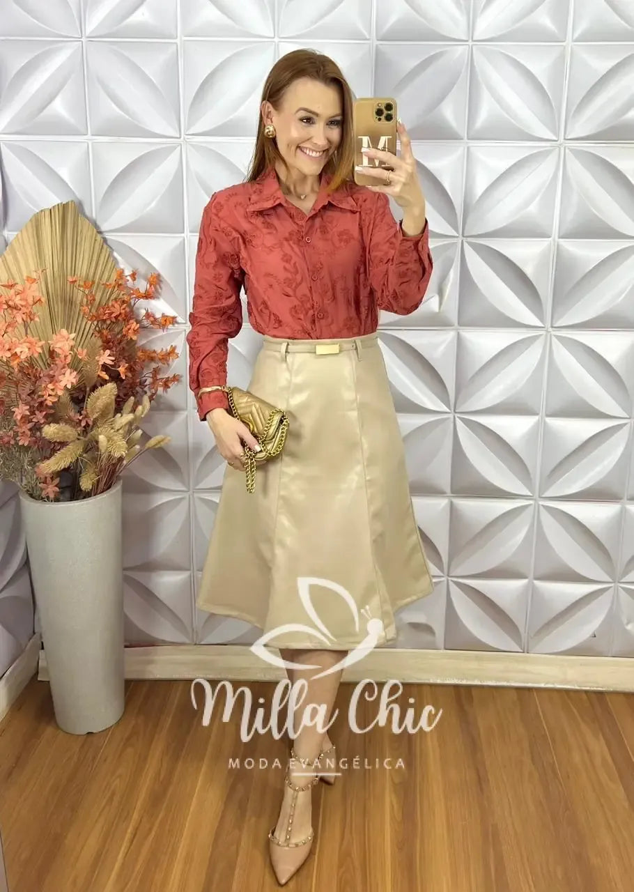 Saia Tamires Em P.U – Bege