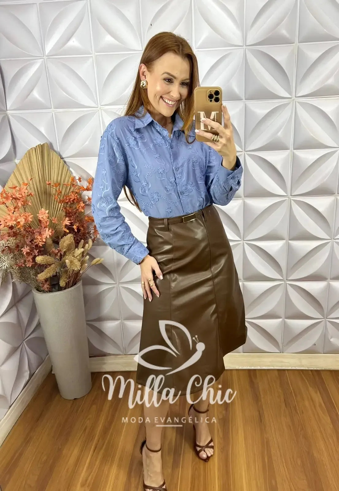 Saia Tamires Em P.U – Marrom