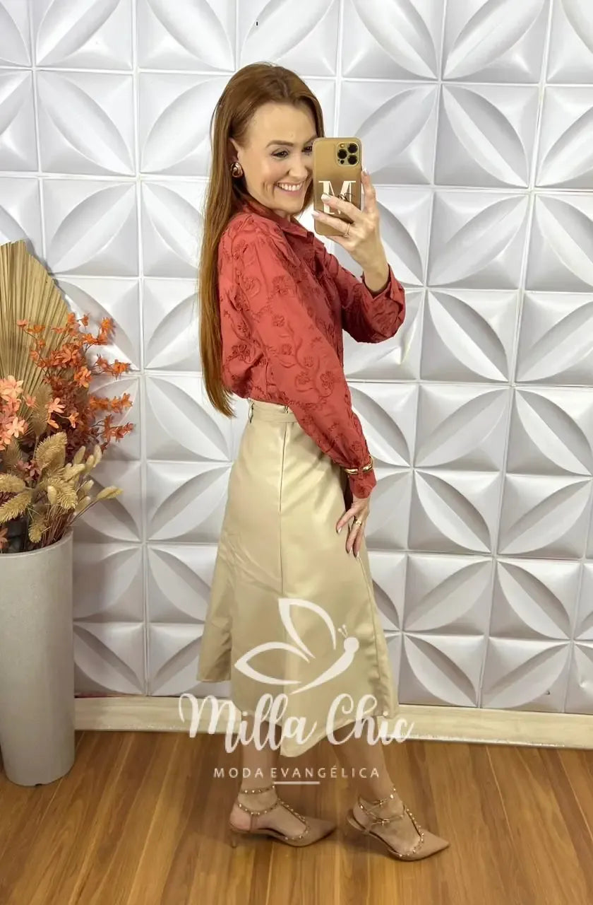 Saia Tamires Em P.U – Bege