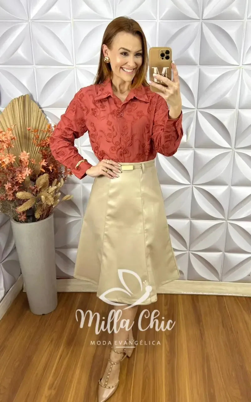 Saia Tamires Em P.U – Bege