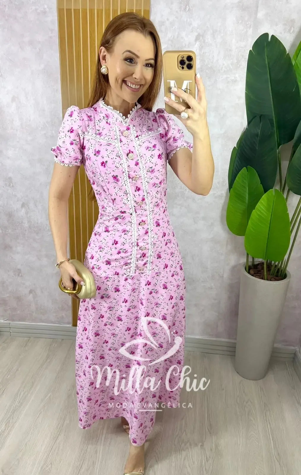 Vestido Algarve em Alfaiataria Estampado – Rosa Singelo