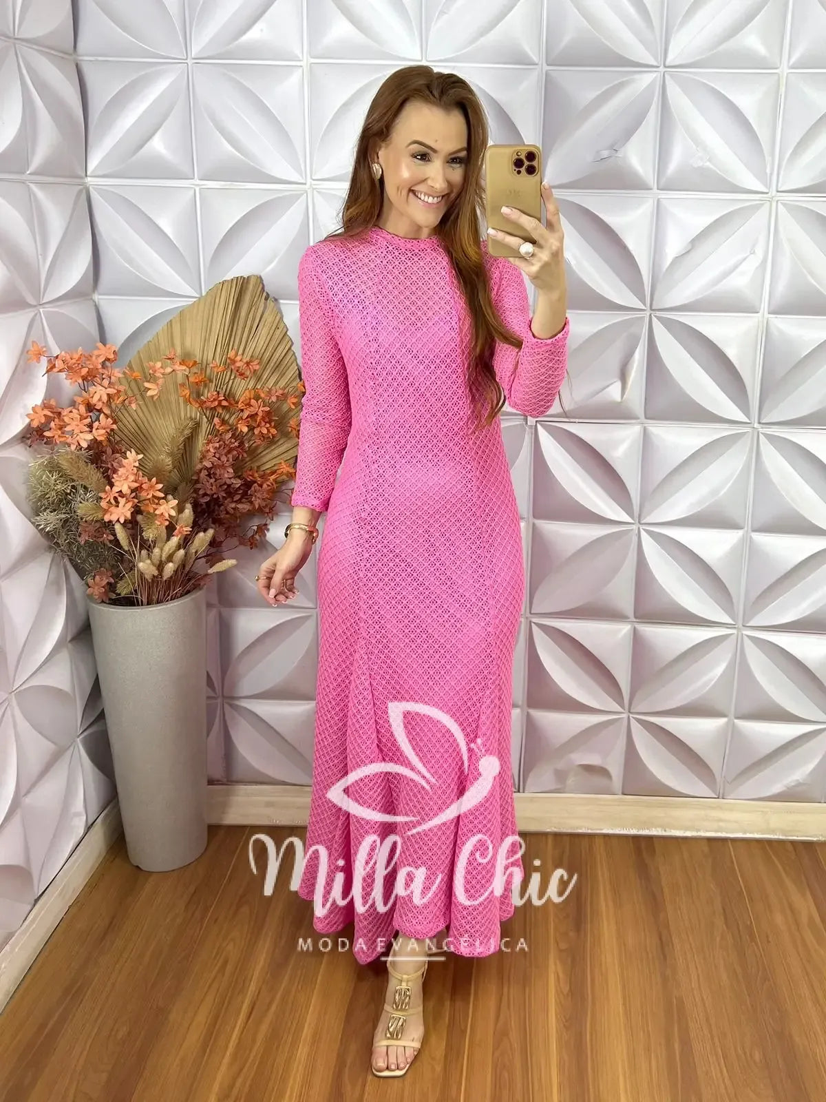 Vestido Julieta Em Renda Crochet – Rosa
