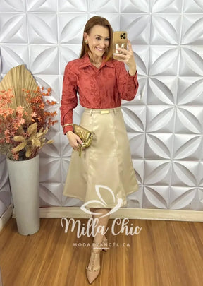 Saia Tamires Em P.U – Bege
