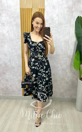 Vestido Leonor Bordado – Preto