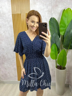 Vestido Marli em Viscolinho póa – Azul Marinho