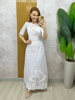 Vestido Brigida Em Lesie Bordada – Rosa