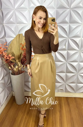 Saia Laurinda Em P. U – Nude