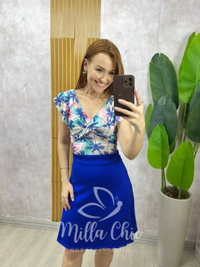 Conjunto Maiô e Short Saia – Modelo Edite Azul