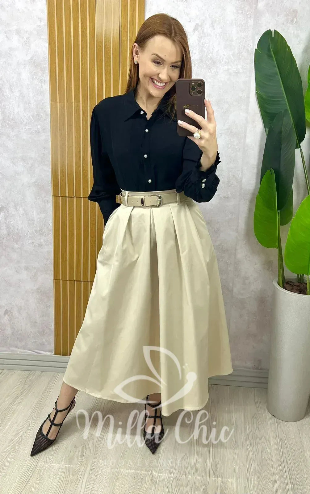 Saia Valentina Em Sarja – Creme