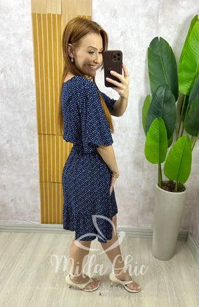 Vestido Marli em Viscolinho póa – Azul Marinho