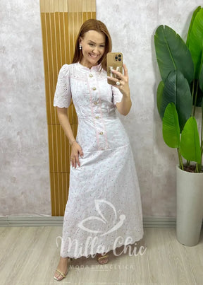 Vestido Brigida Em Lesie Bordada – Rosa