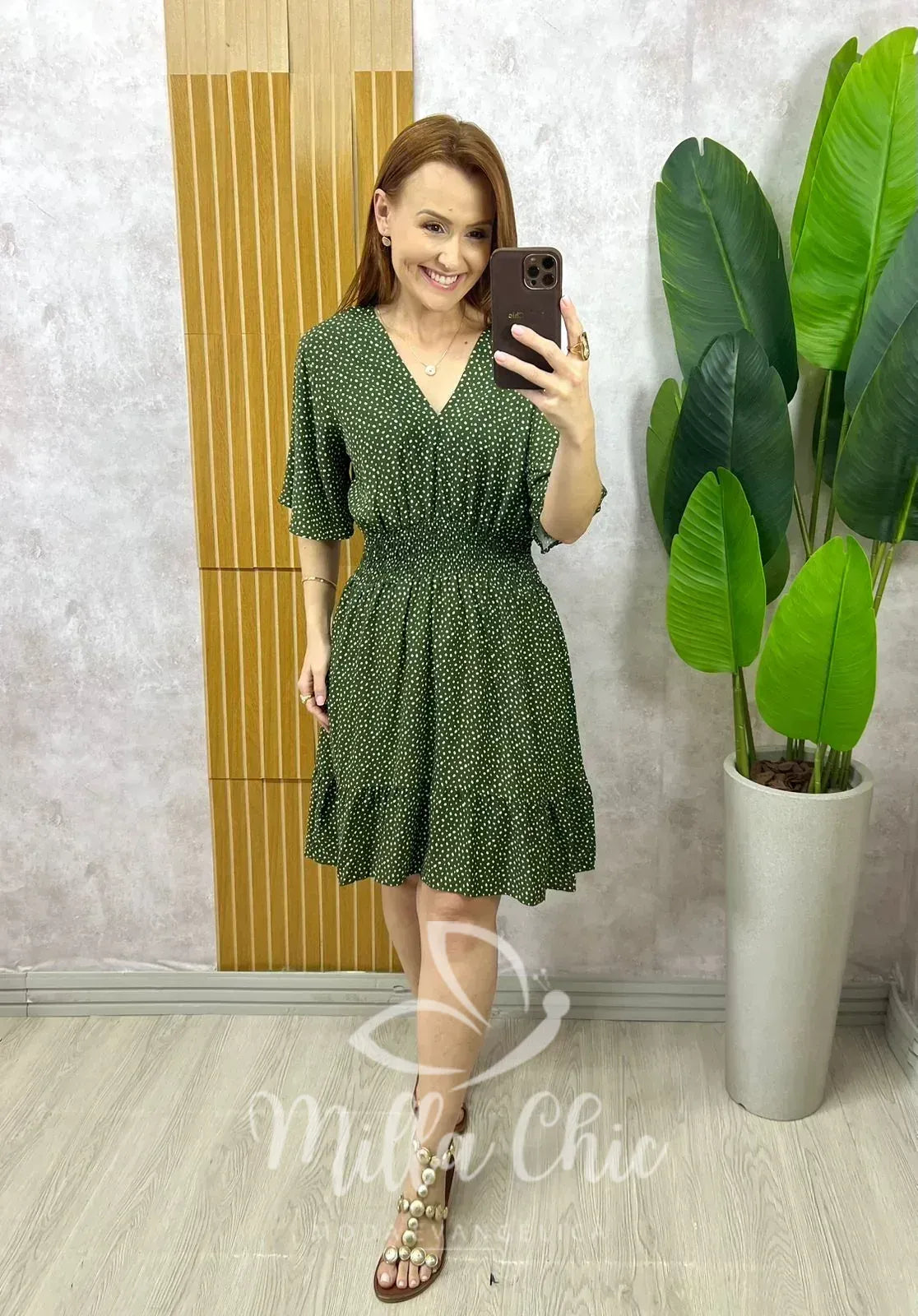 Vestido Marli em Viscolinho póa – Verde