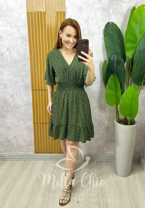 Vestido Marli em Viscolinho póa – Verde