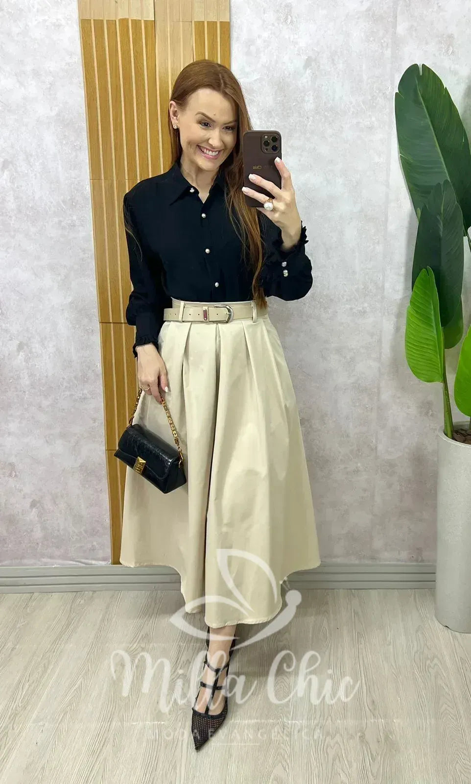 Saia Valentina Em Sarja – Creme