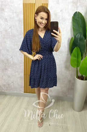 Vestido Marli em Viscolinho póa – Azul Marinho