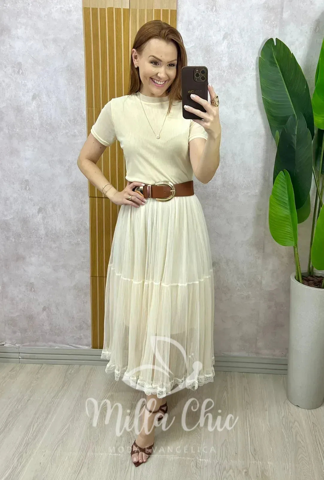 Saia Angélica Em Tule – Creme