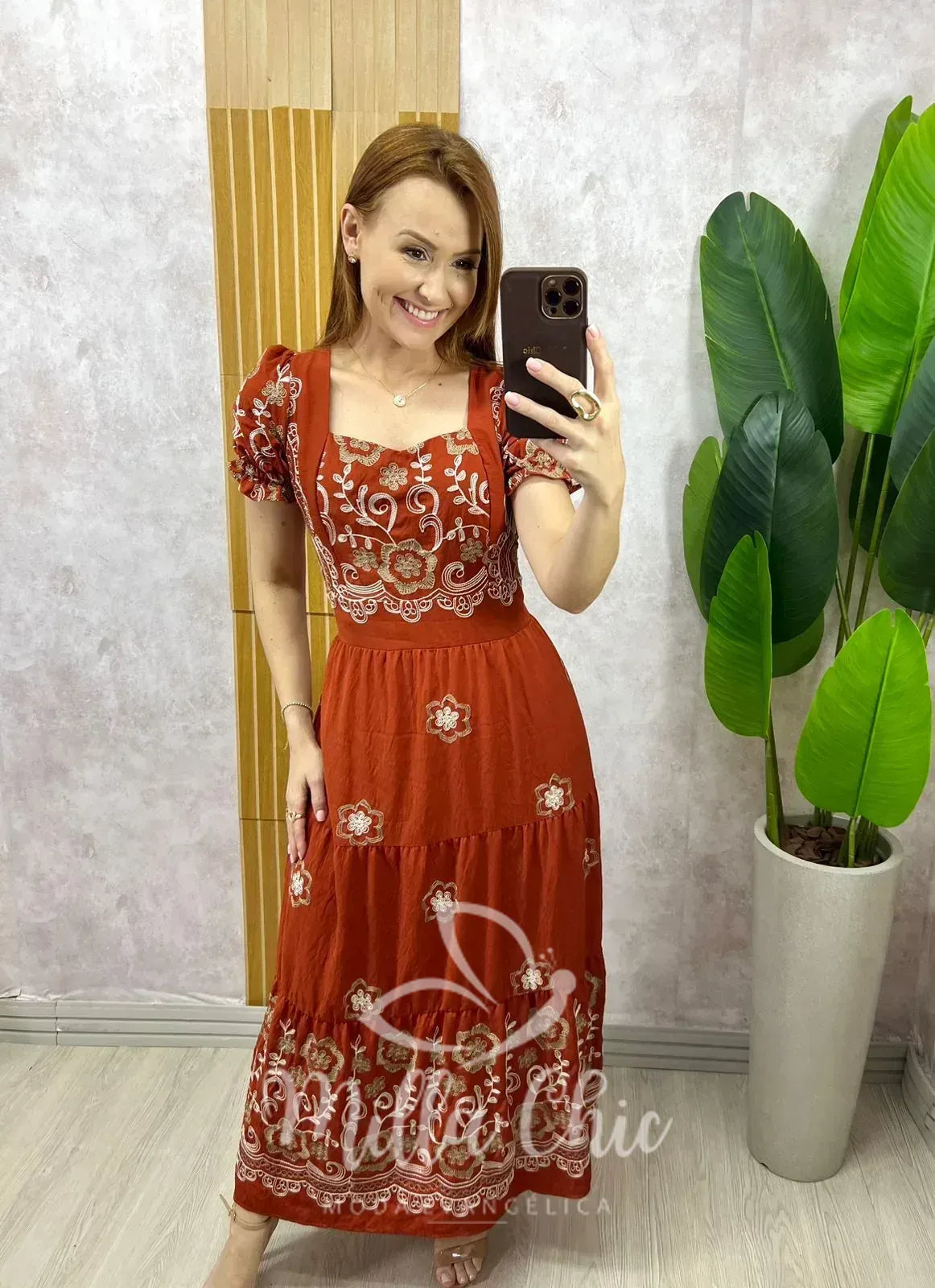 Vestido Arabela Bordado – TerraCota