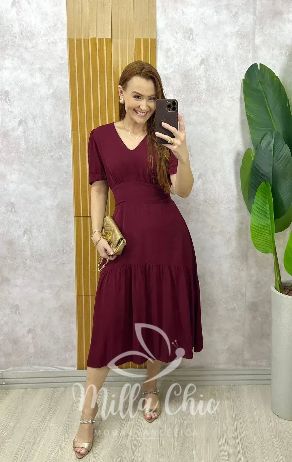 Vestido Lilian Em Viscolinho – Cherry