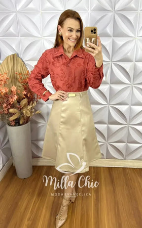 Saia Tamires Em P.U – Bege