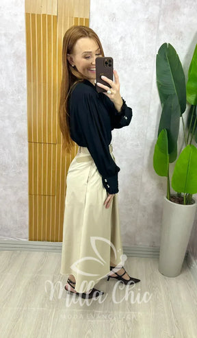 Saia Valentina Em Sarja – Creme