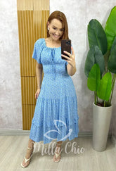 Vestido Ivone Em Viscolinho – Azul
