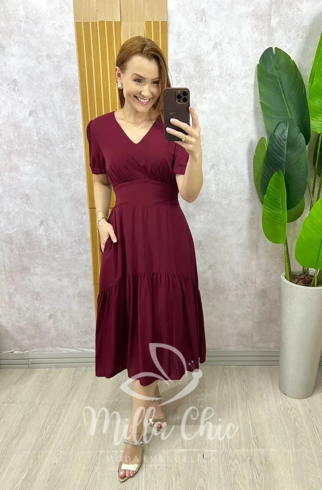 Vestido Lilian Em Viscolinho – Cherry