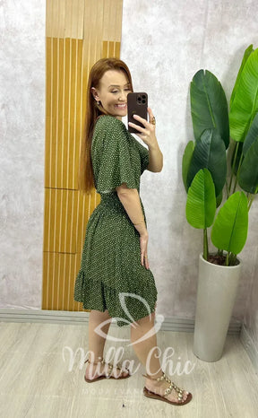Vestido Marli em Viscolinho póa – Verde