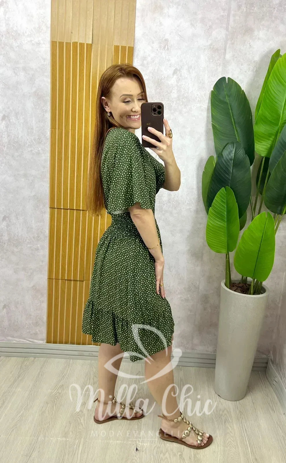 Vestido Marli em Viscolinho póa – Verde