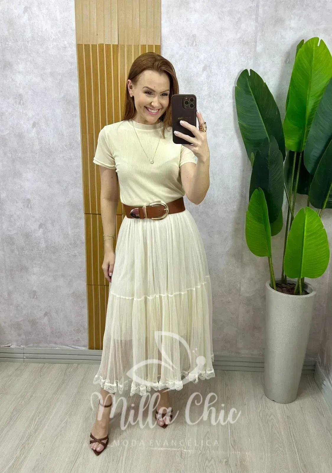 Saia Angélica Em Tule – Creme