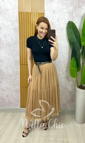 Saia Angélica Em Tule – Cappuccino