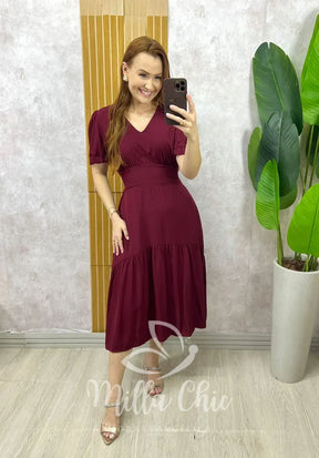 Vestido Lilian Em Viscolinho – Cherry