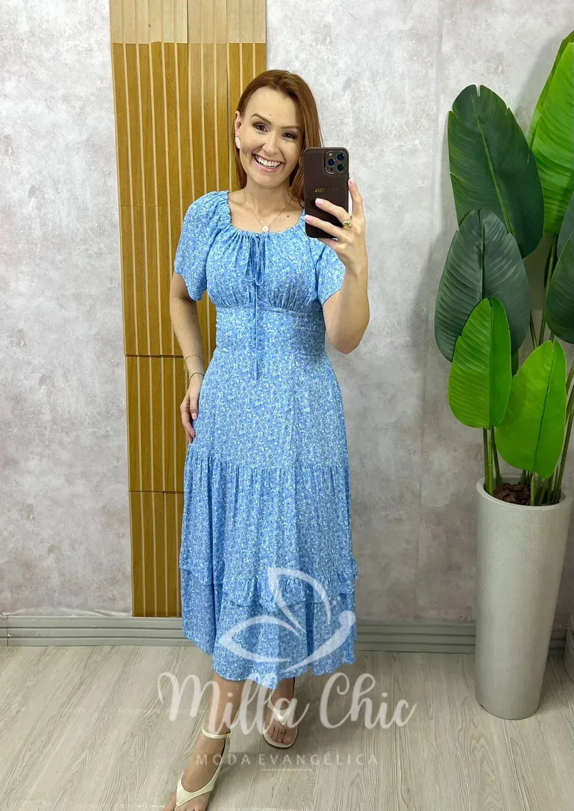 Vestido Ivone Em Viscolinho – Azul