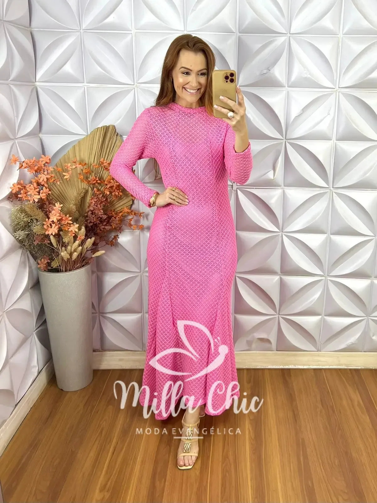 Vestido Julieta Em Renda Crochet – Rosa