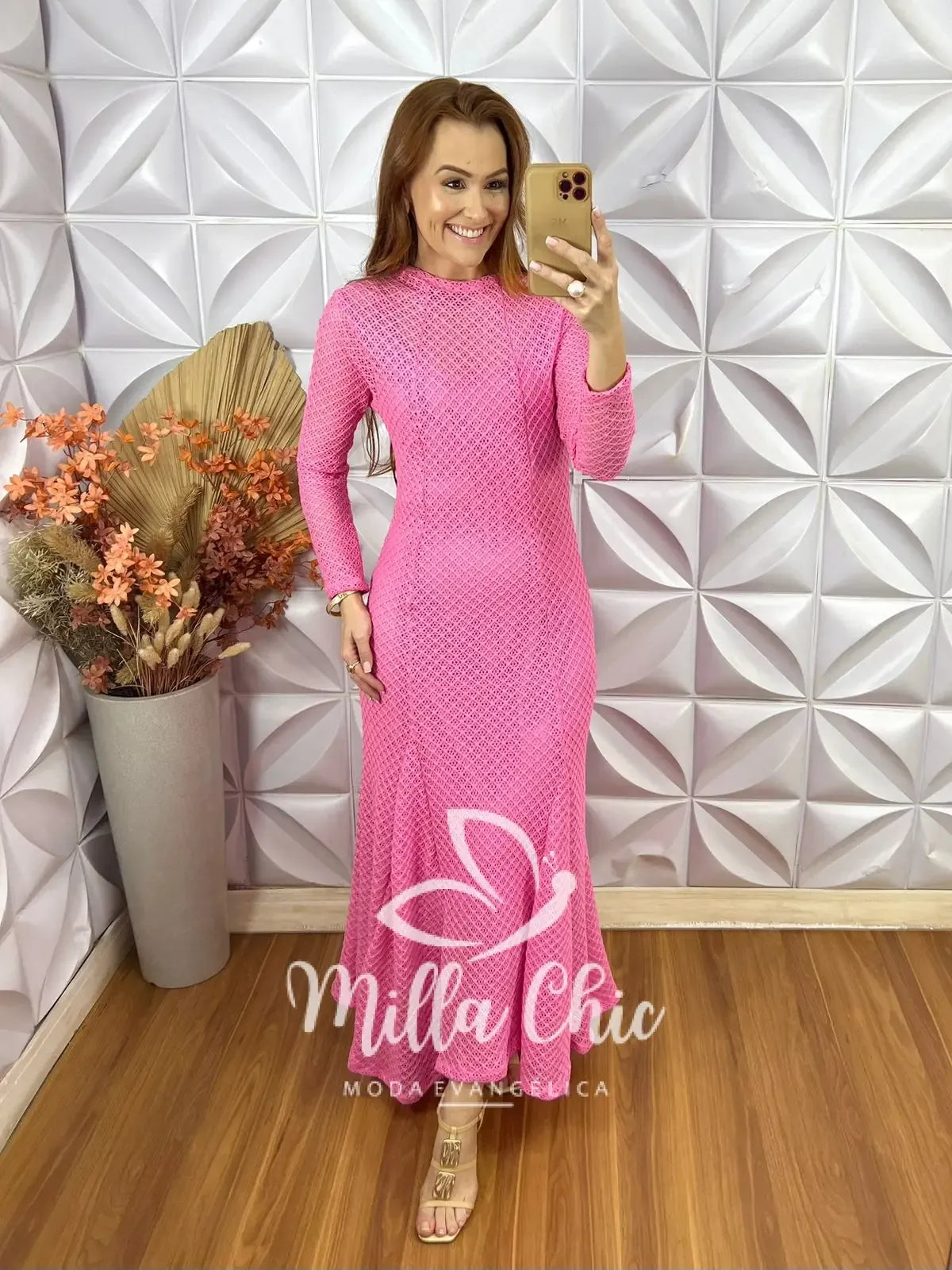 Vestido Julieta Em Renda Crochet – Rosa