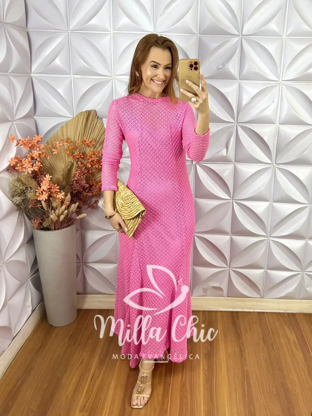 Vestido Julieta Em Renda Crochet – Rosa