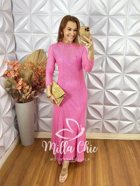 Vestido Julieta Em Renda Crochet – Rosa